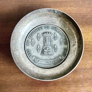 Vintage French Military silver plated metal Decorative Dish